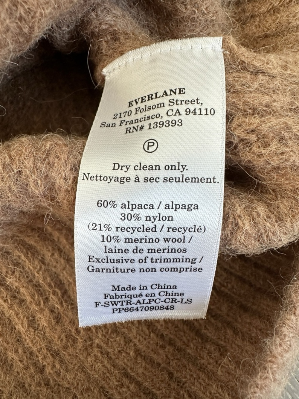 Everlane Alpaca Cocoon Crew Sweater Brown Cozy Minimalist Size XS - Picture 11 of 15